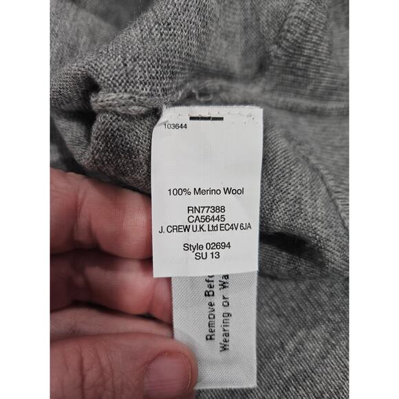 J. Crew 100% Merino Wool Gray Swing Sweater Cropped Overaized Size S 3/4 sleeve - Picture 5 of 6